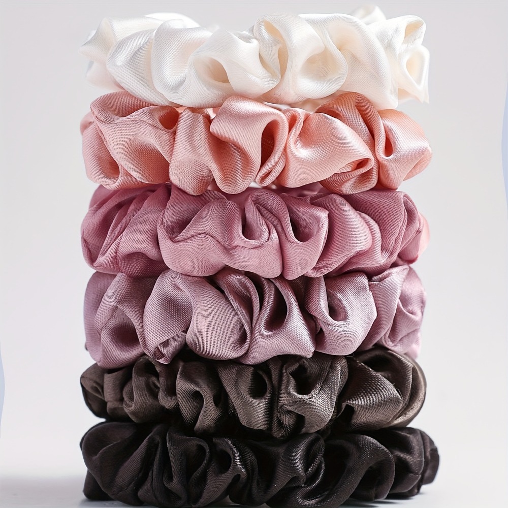 Scrunchie Satin Set - 6Pcs Satin Scrunchies Set Soft Silky