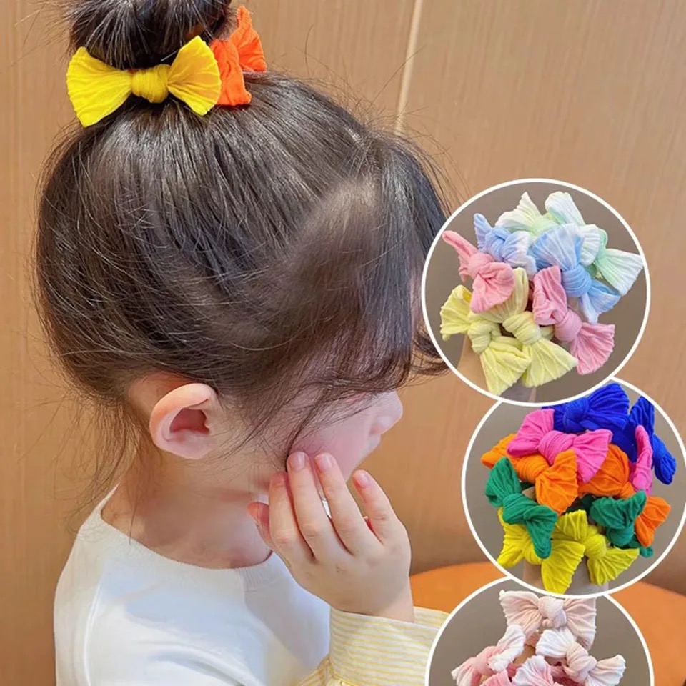 Scrunchie Satin Set - 5Pcs/Set Cute Bowknot Solid Colors Girls