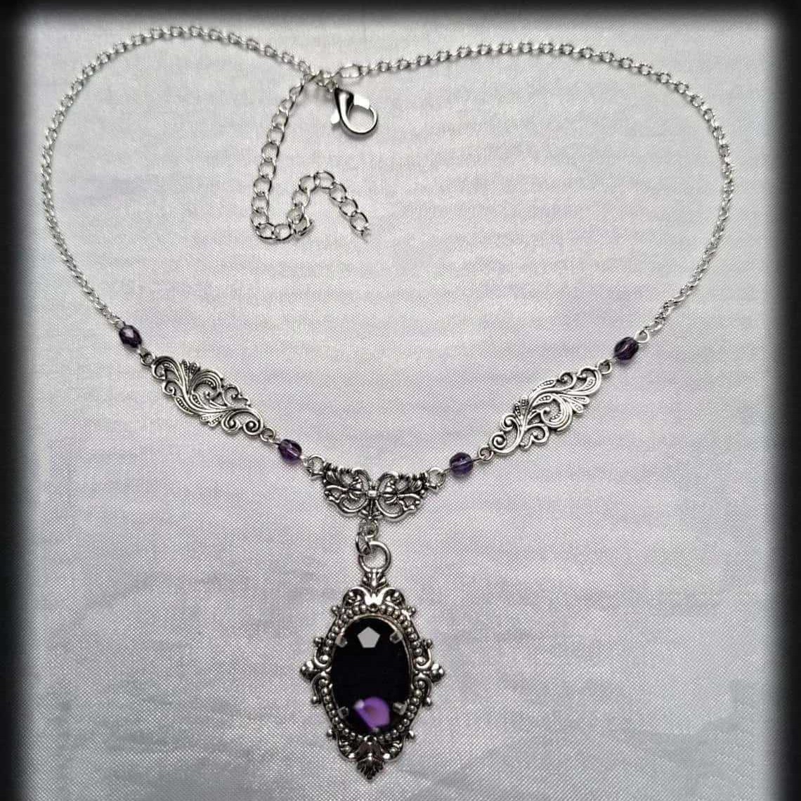 Women'S Victorian Accessories - Purple Magic Water Drop Necklace,Gothic Jewelry,Witch