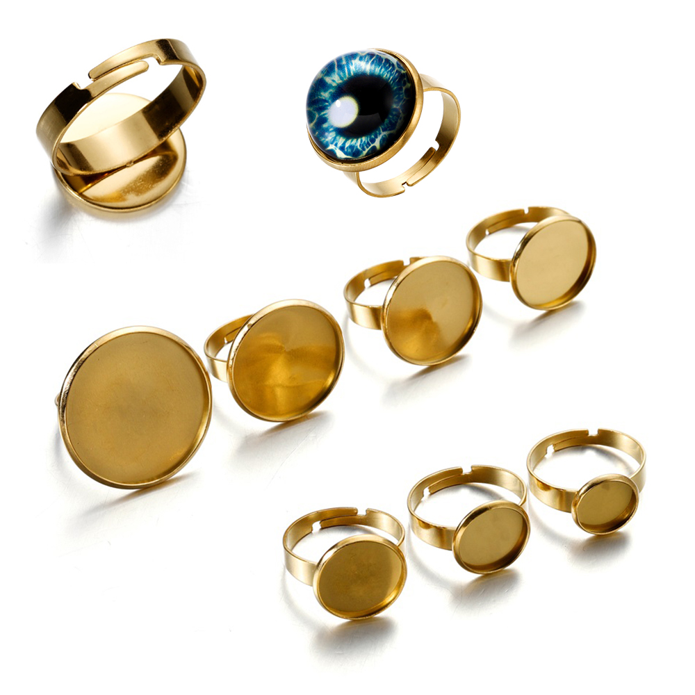 Ring Set Adjustable - 10pcs Stainless Steel Adjustable Blank Ring