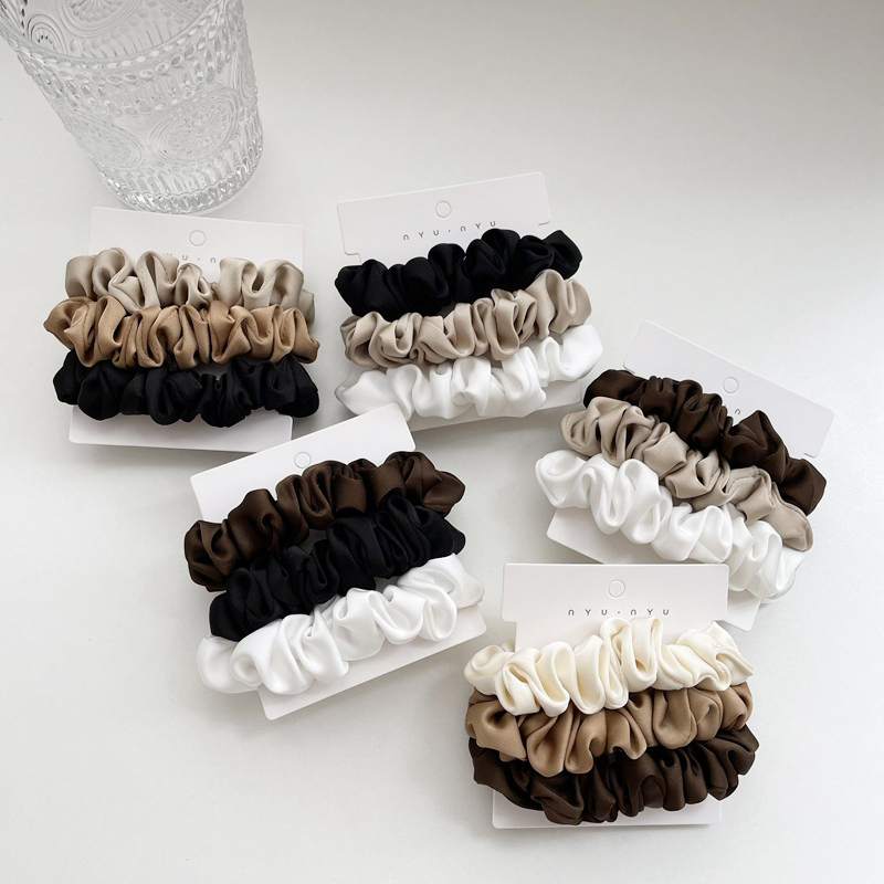 Scrunchie Satin Set - 3Pcs/Set Satin Hair Scrunchies Set Vintage