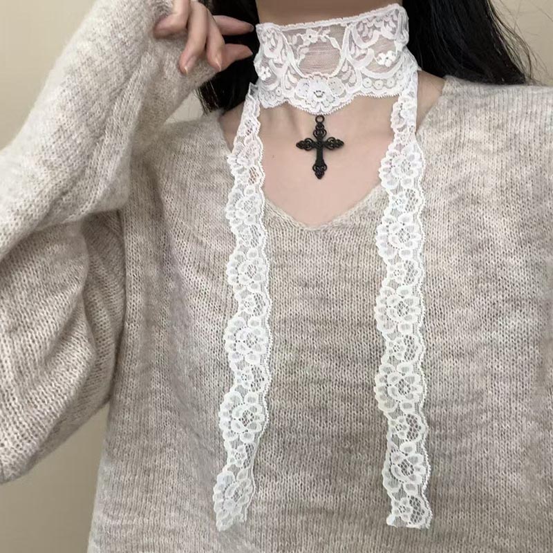 Long Sexy Lace Choker with Bla - Women'S Victorian Accessories recension och pris