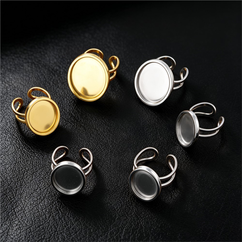 2pcs Stainless Steel Square Fl - Ring Set Adjustable recension och pris