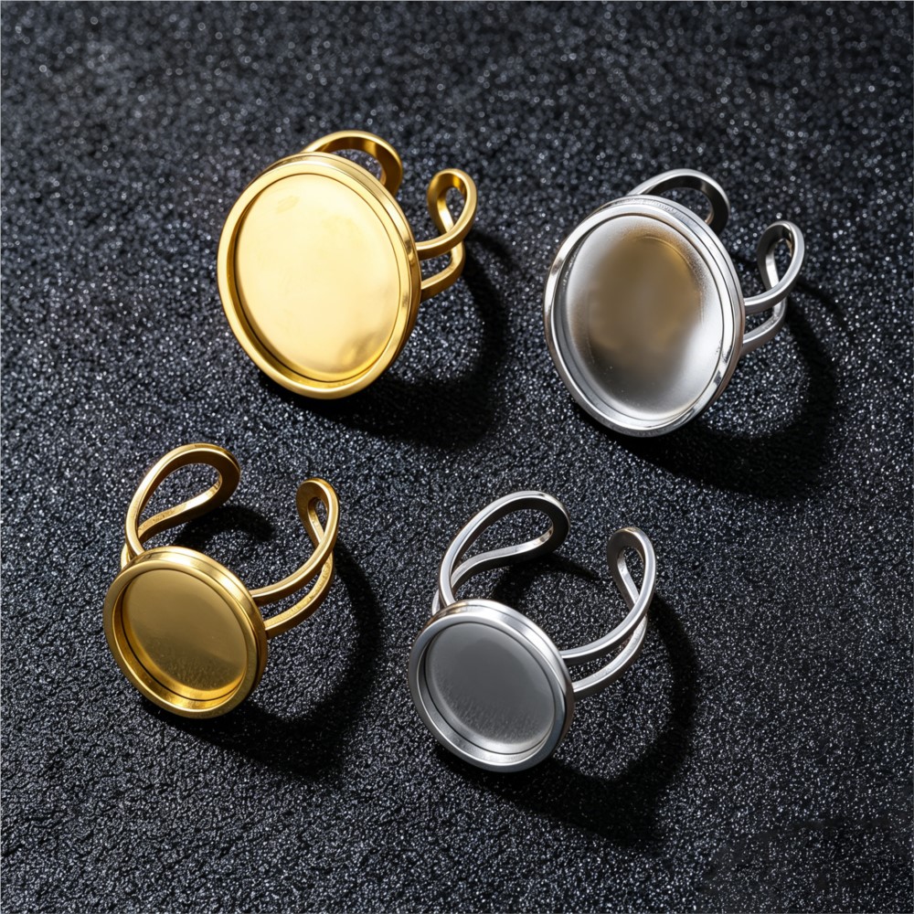 2pcs Stainless Steel Square Fl - Ring Set Adjustable recension och pris
