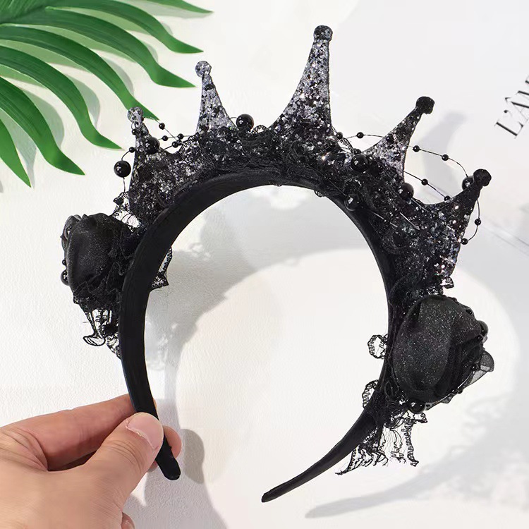 Gothic Black Rose Lace Crown H - Women'S Victorian Accessories recension och pris