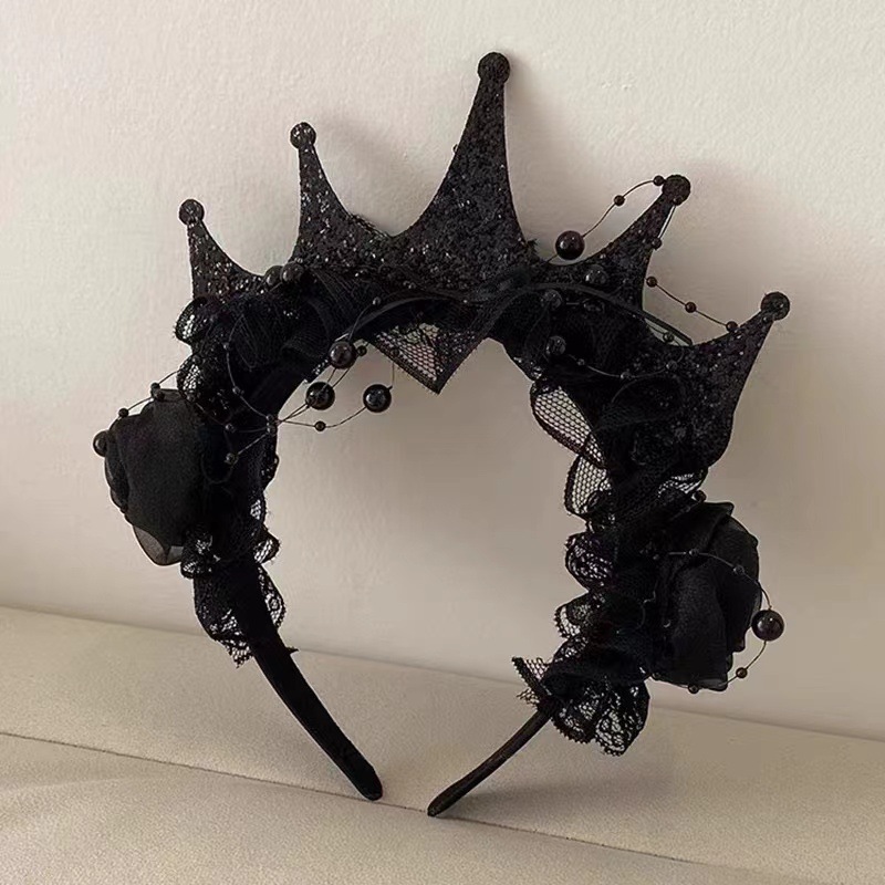 Gothic Black Rose Lace Crown H - Women'S Victorian Accessories recension och pris