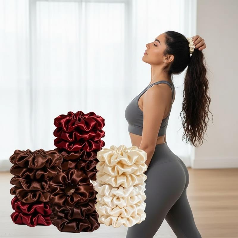 New 10Pcs/set Solid Color Sati - Scrunchie Satin Set recension och pris