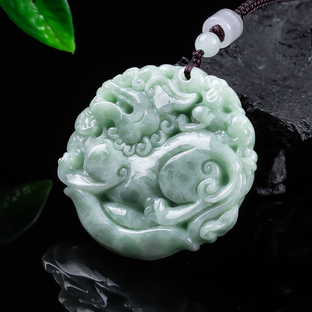 Natural Myanmar Jadeite Pixiu  - Women Accessories For Gift recension och pris